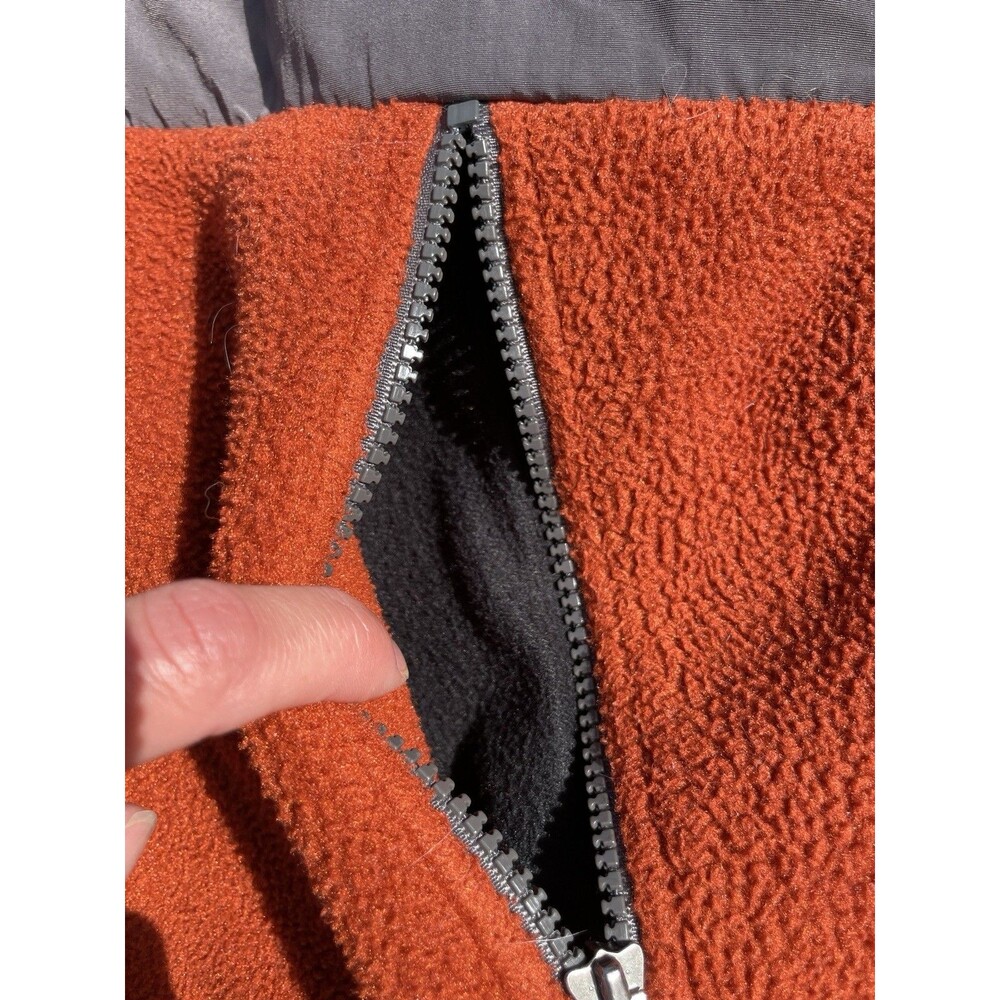 Retro The North Face Denali Full Zip Heavy Fleece Jacket Orange Grey Men's Small - Picture 14 of 16